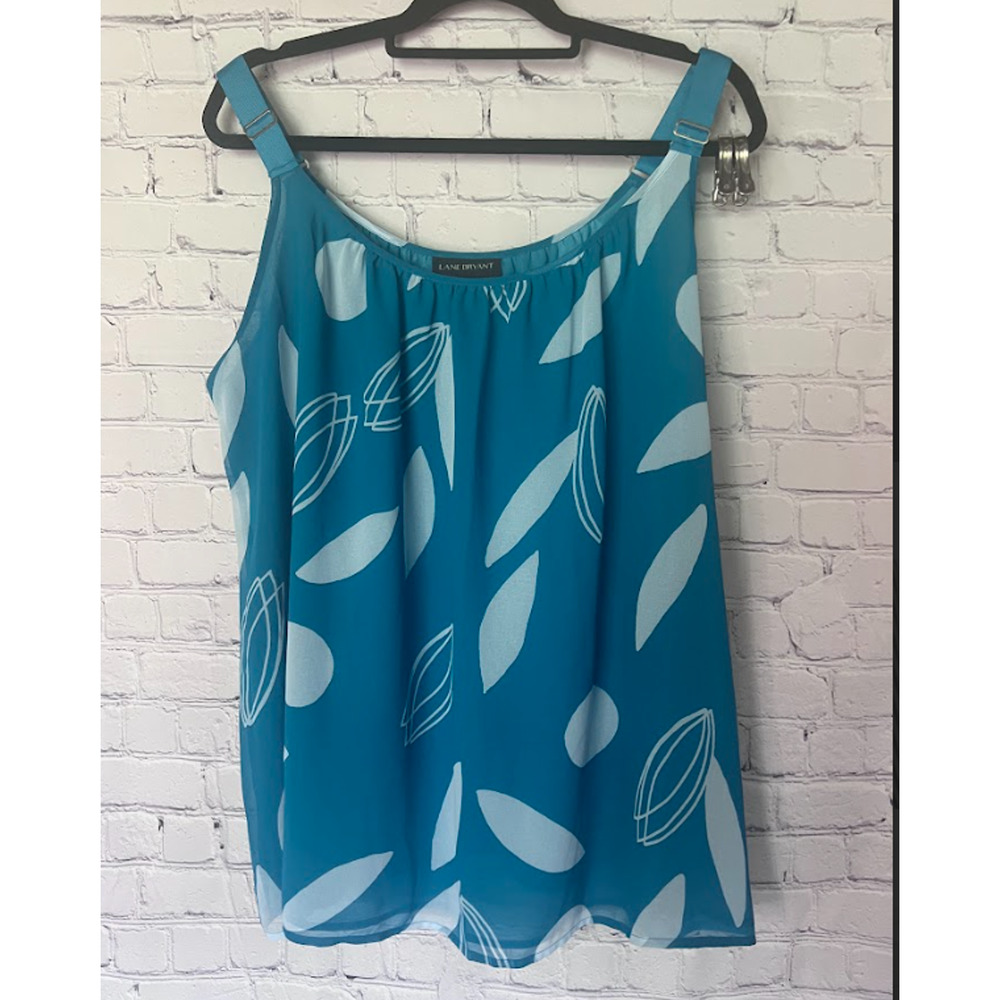 Lane Bryant Blue Decorative Adjustable Tank Top Size 22